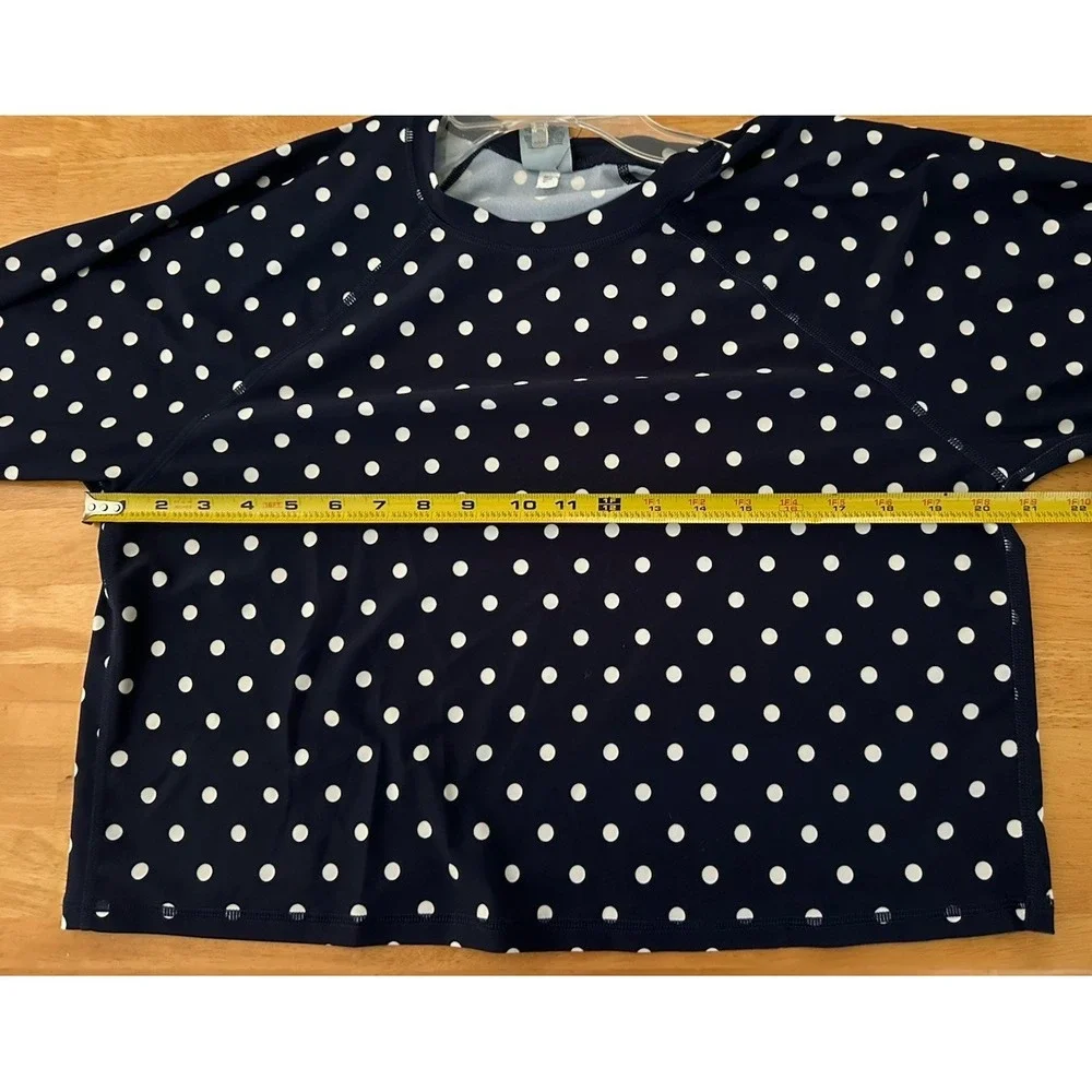 NWT Women's Shade & Shore Polka Dot Cropped Long Sleeve Rash Guard Size XL (16)
